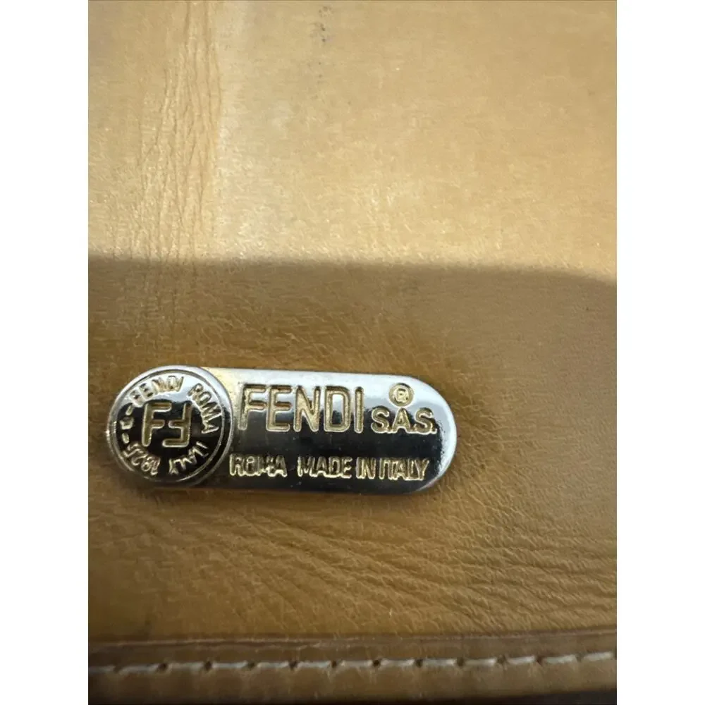 FENDI VINTAGE ZUCCA FF CANVAS LEATHER WALLET BIFOLD COIN CARD ITALY BROWN